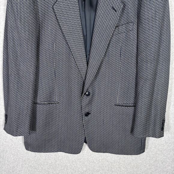 Mani Sport Coat Blazer 42L Blue Wool Silk Tweed Houndstooth Made Italy Saks READ - Picture 2 of 16